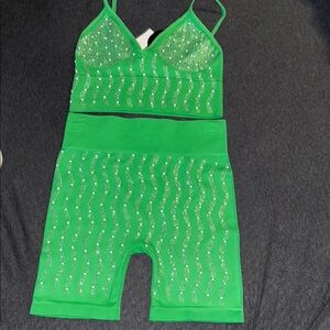 Love J Green Sequin Women's Shorts Set M/L